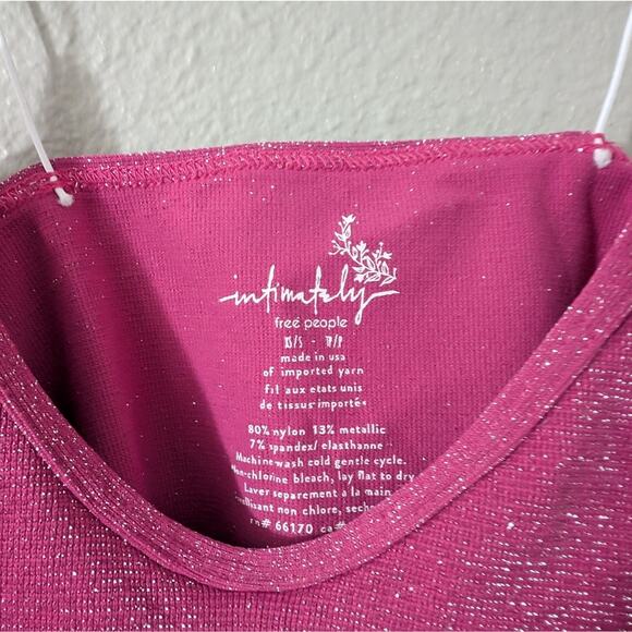 Free People Intimately Skinny Strap Brami Crop Top Glittery Sparkle - Picture 2 of 3